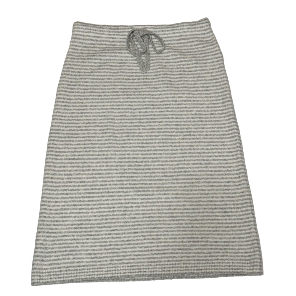 NWT J. Crew Striped Sweater Skirt in Soft Yarn Gray Ivory Size M